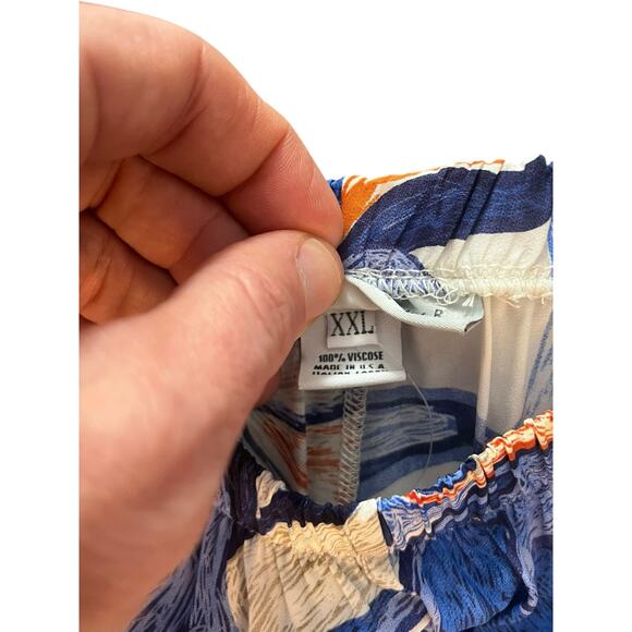 Bryn Walker Wide Leg Pants Size XXL Blue White Floral comfort Coastal Travel - Picture 7 of 8